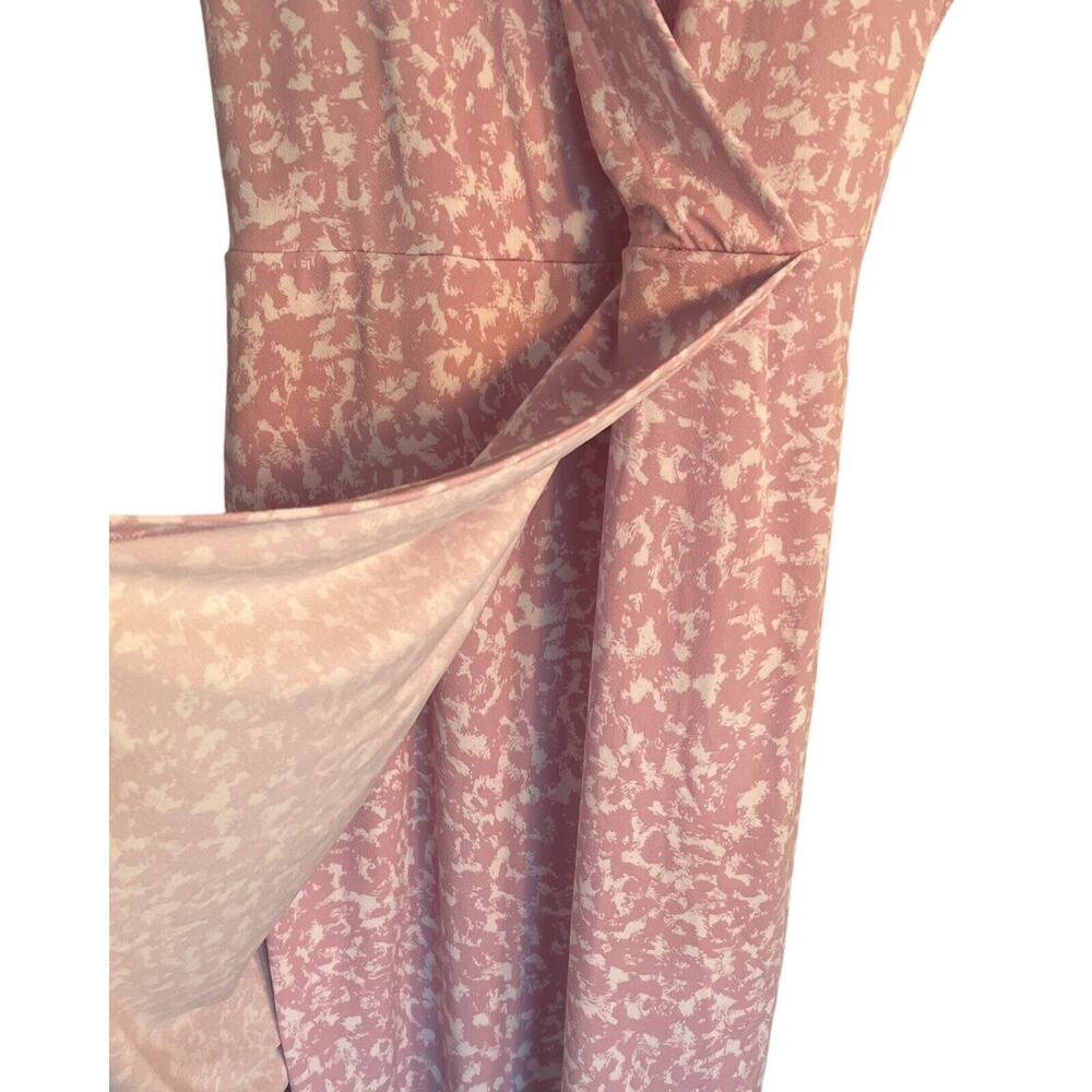 Nine West Dress Womens Size XXL Pink Floral Belted Faux Wrap Dress V-Neck Swing - Picture 7 of 11